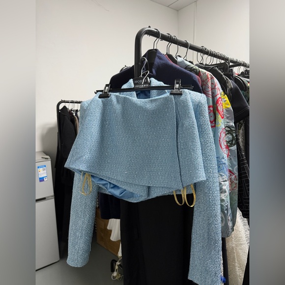 Bronx & Banco Blair Blue Tweed Silver Sequin Embellished Mini HighRise Shorts XS - Picture 12 of 16